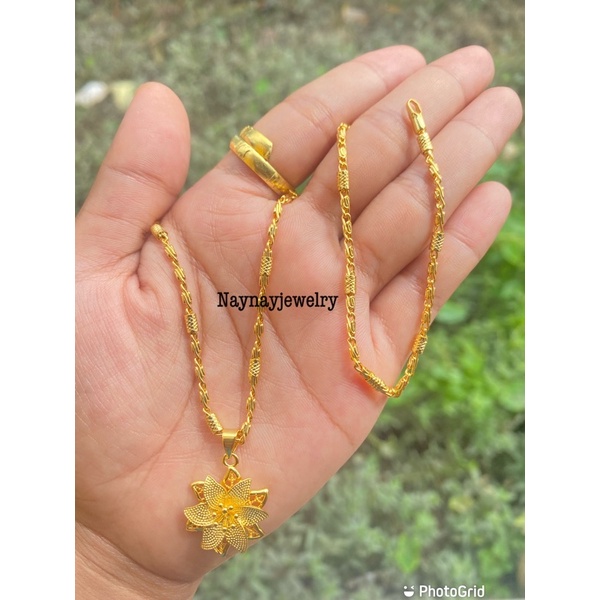 Set perhiasan bambu mawar lapis emas 24k