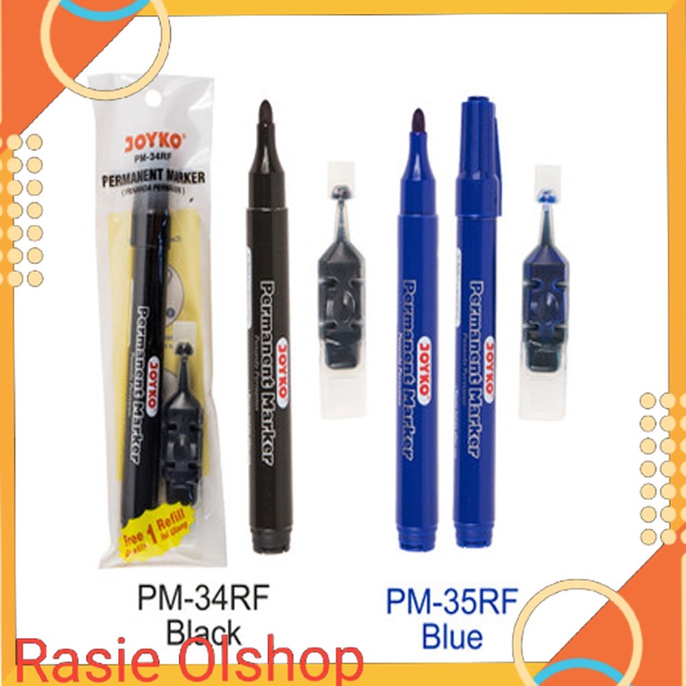

Permanent Marker Spidol Permanen Joyko PM-34RF Black PM-35RF Blue PM-36RF Free Refill