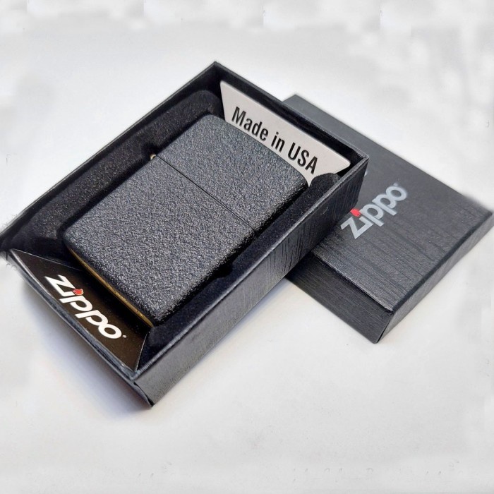 Korek Api Zippo Hitam Crackle Polos Grade Ori