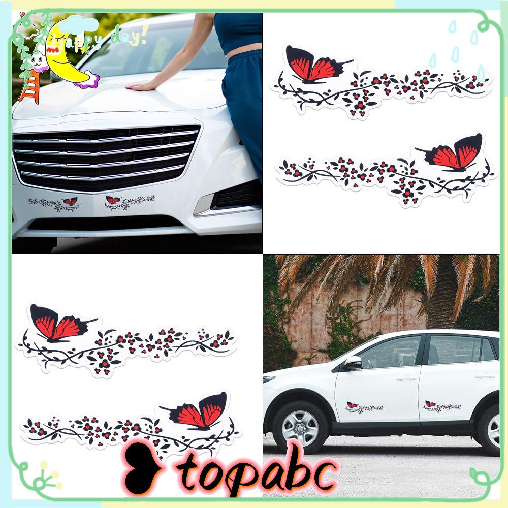 Top 2pcs Decals Untuk Mobil Car-styling Bunga Lucu Vinyl Butterfly Cover Scratches Stiker Jendela