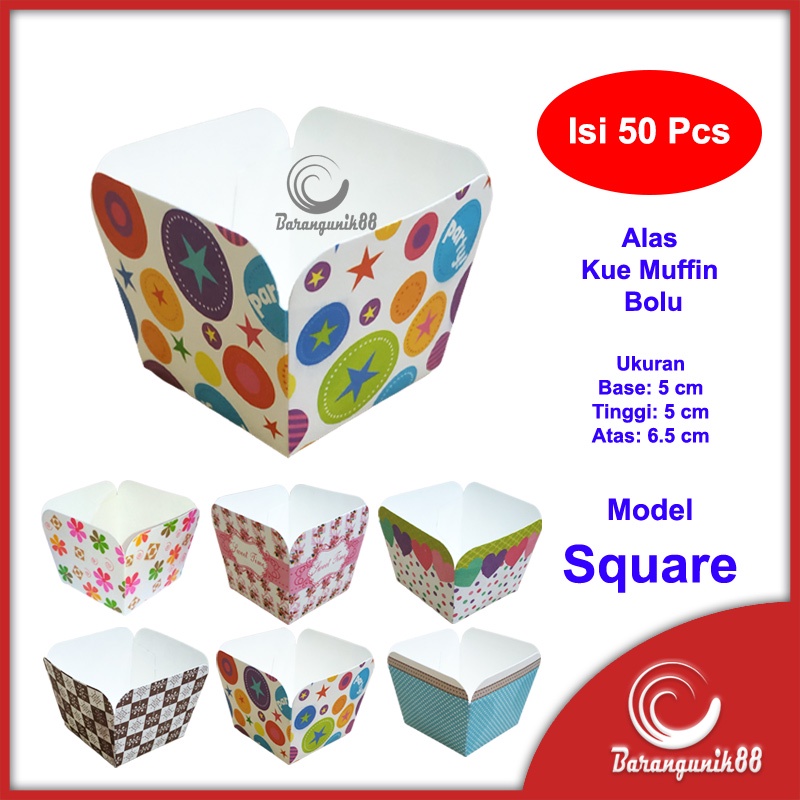 Kertas Alas Muffin Cup Cake Bolu Roti Kue (50 pcs) Square Alas Kue