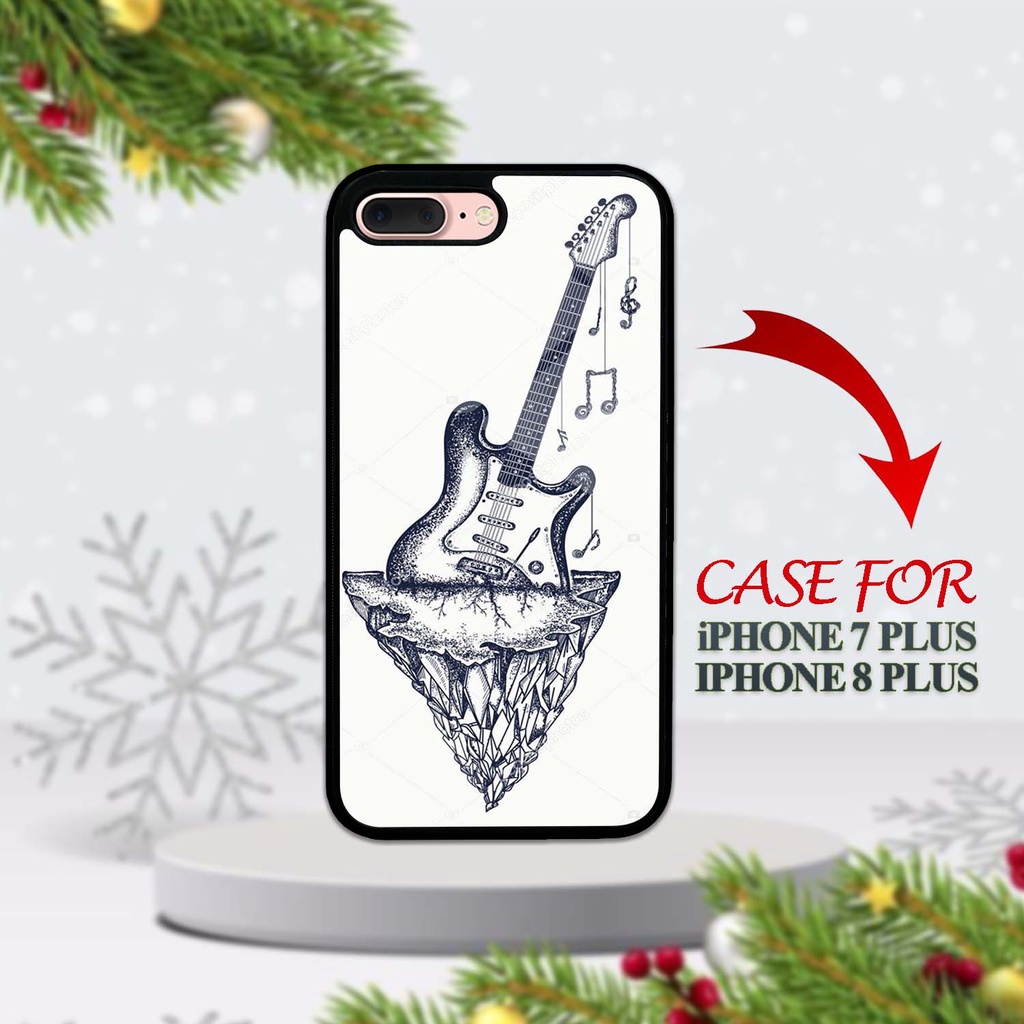 Custom Case Glossy ALL TYPE | Iphone 7 Plus | 8 Plus | Casing Hp Kilau Motif Gitar