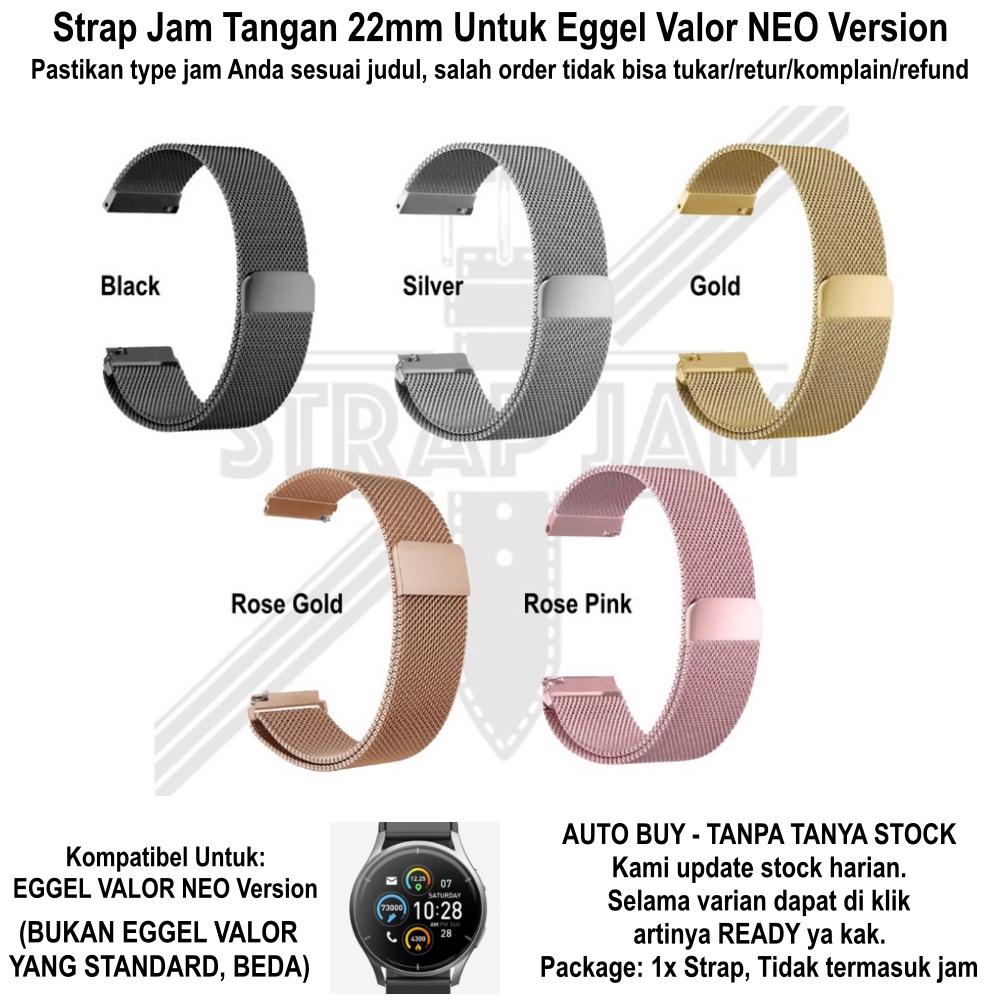 Strap Eggel Valor Neo 22mm - Tali Jam Tangan Milanese Loop Magnetic Metal