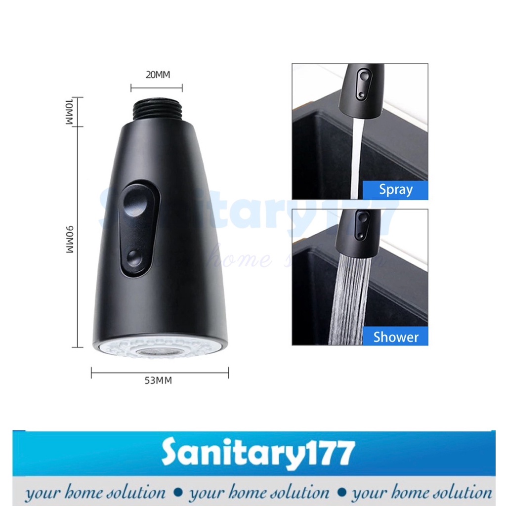 Kepala Saringan kran sink tarik 2in1 HITAM -sambungan Kepala mini shower keran air cuci piring Hemat air 2in1 sambungan air head faucet sink dapur cuci piring model tarik
