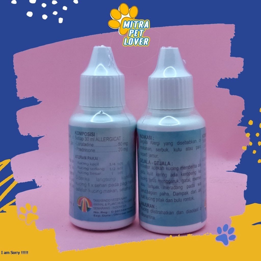 ATASI ALERGI KULIT KUCING - ALLERGI CAT DROP 30ML - MENGATASI GATAL DAN SEGALA JENIS ALERGY KARENA MAKANAN DEBU KUTU &amp; JAMUR RADANG KULIT PADA KUCING ALLERGICAT - MURAH ASLI GARANSI KUALITAS ORIGINAL - PET ANIMAL OBAT KESEHATAN &amp; VITAMIN MITRAPETLOVER