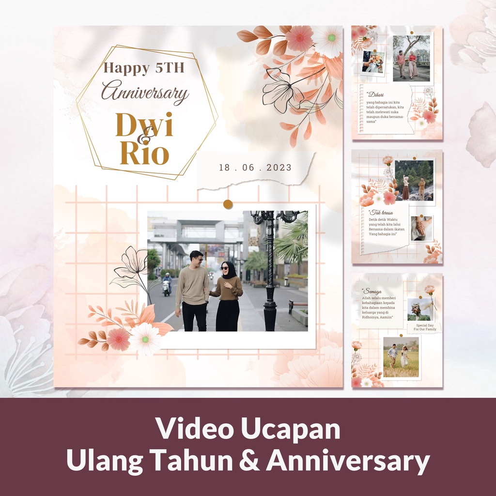 Video Ucapan Anniversary atau Ulang Tahun Premium Kekinian Template 16
