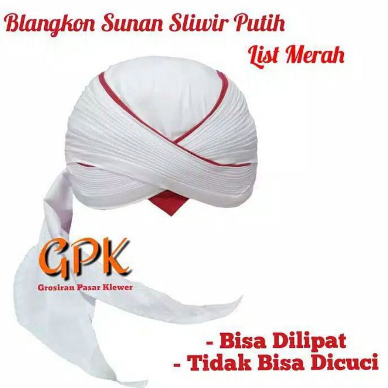 blangkon sunan putih Lis merah