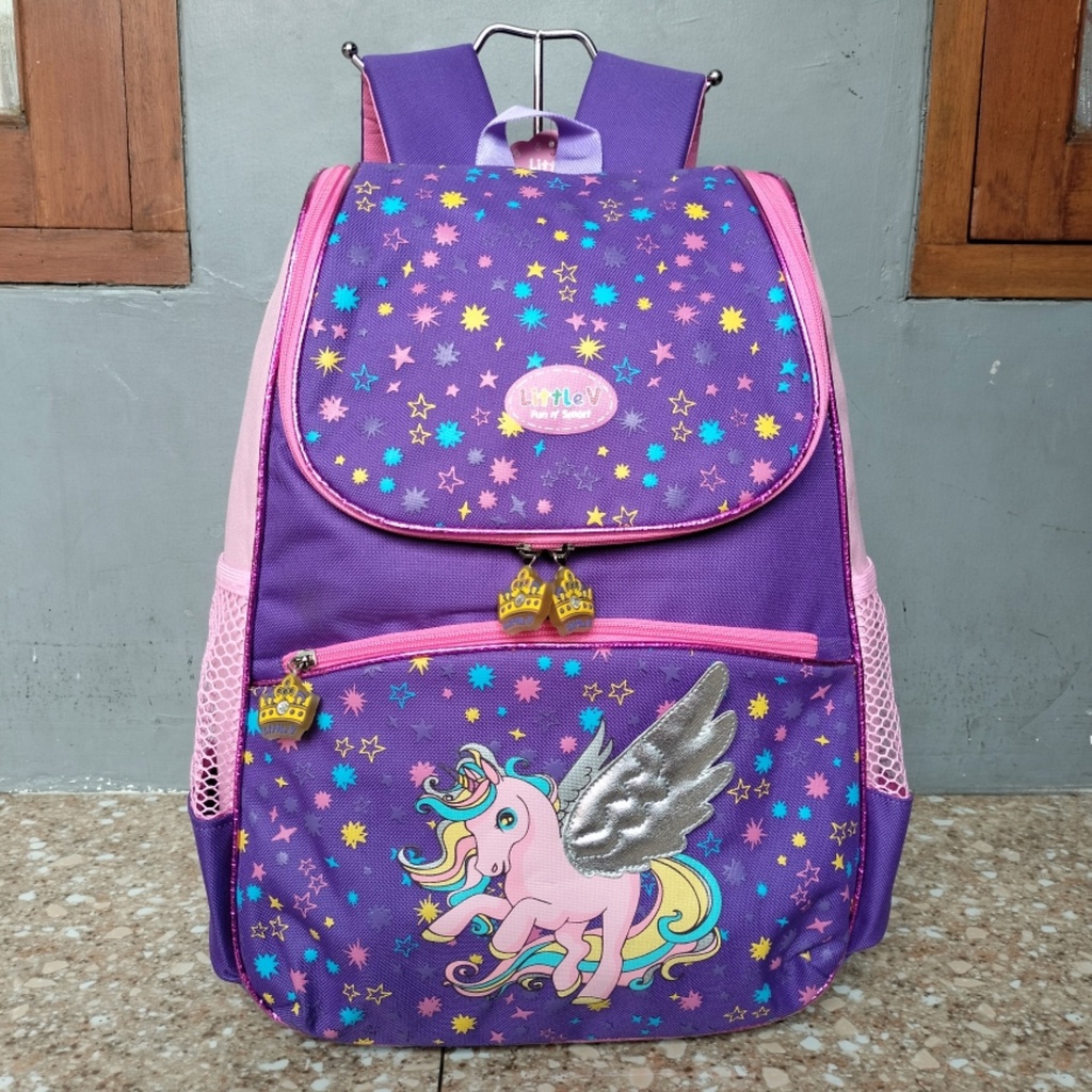 Tas Ransel Backpack Sekolah Anak Perempuan Little V Original Orion Sky Size L