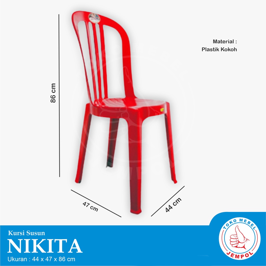 Kursi Susun NIKITA/Kursi Plastik/Makan/Santai/Kondangan/Teras TMS