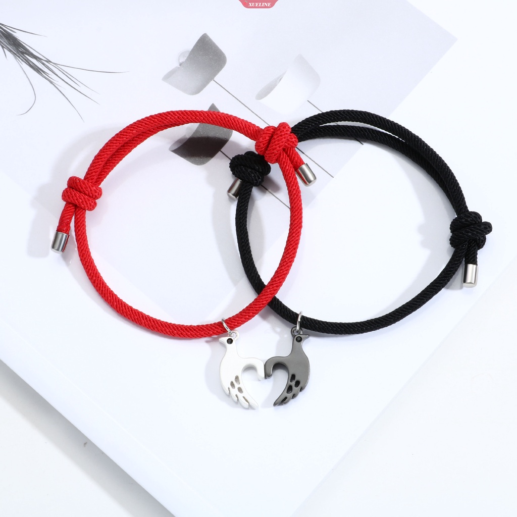 Gelang Pasangan fashion Baru Warna Hitam Dan Merah Sepasang Gelang bijou Pernyataan Cinta Gelang Trendi Hadiah Hari Valentine [ZXL]