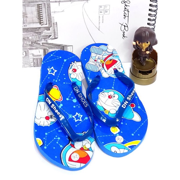 Sandal jepit Anak Laki laki Perempuan motif Doraemon Biru
