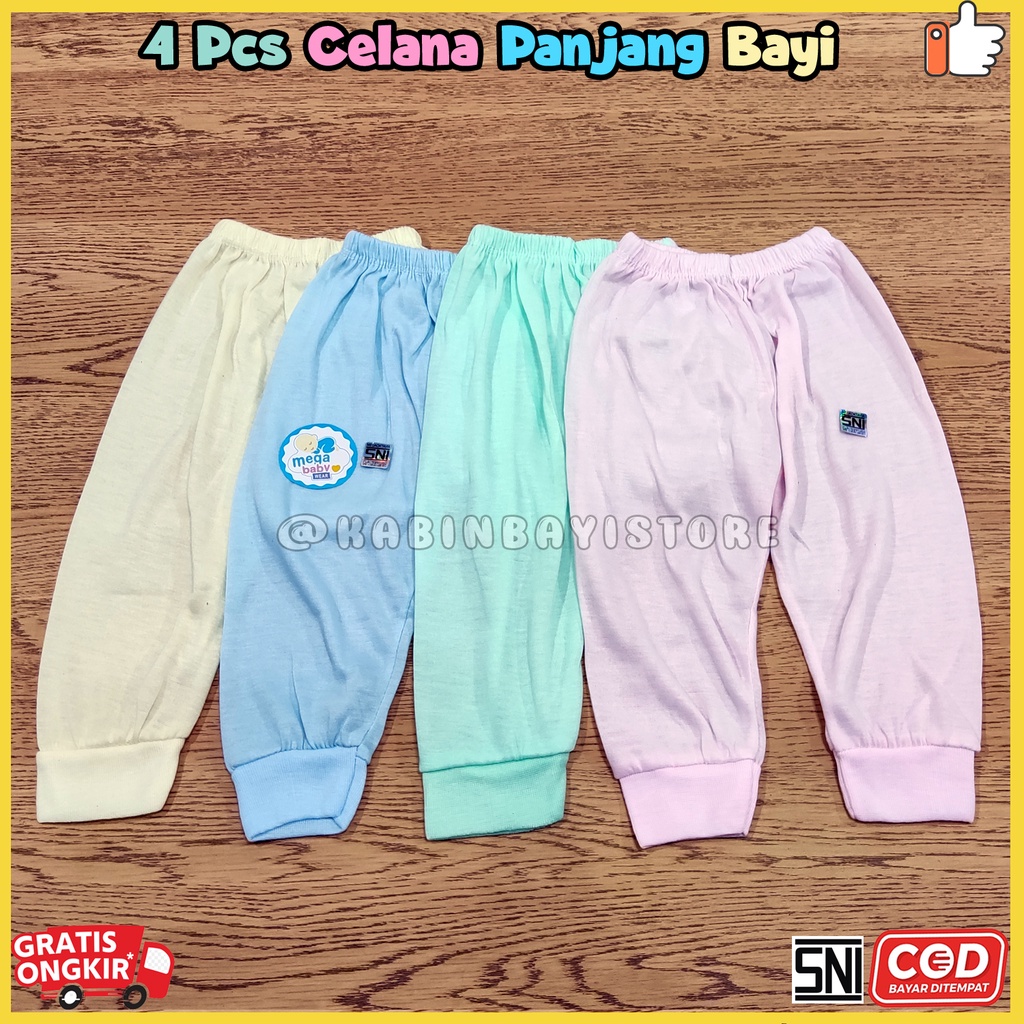 4 Pcs Celana Panjang Bayi Newborn Polos SNI