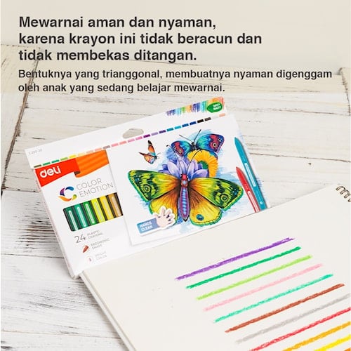 

Deli Krayon Sekolah Isi 24 Warna Cerah Bentuk segitiga ergonomis tidak beracun EC20020