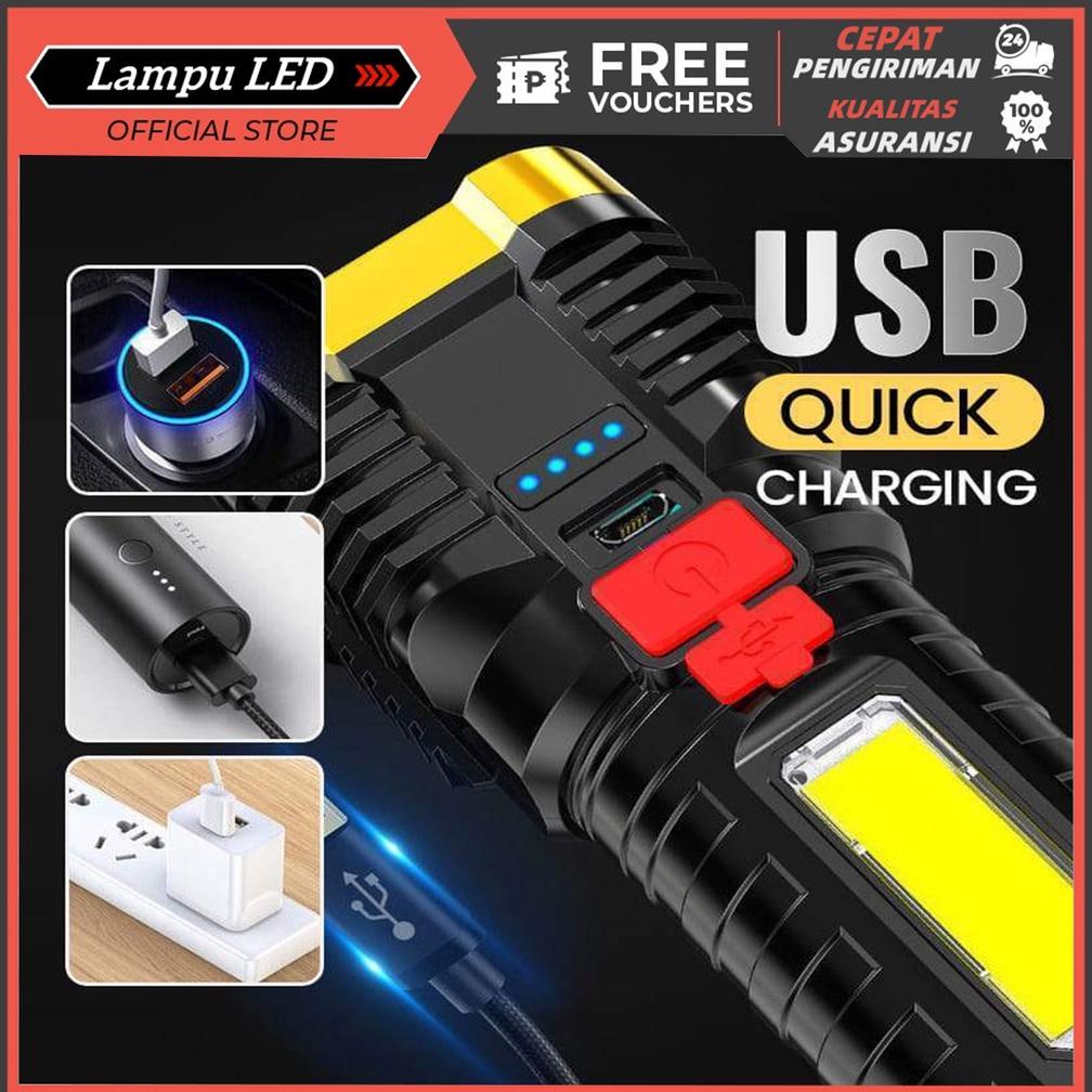 PRODUK- SENTER SWAT MINI LED ZOOM SUPER TERANG SWAT POLICE LIGHT USB COB CHARGER 10000 LUMEN LAMPU E