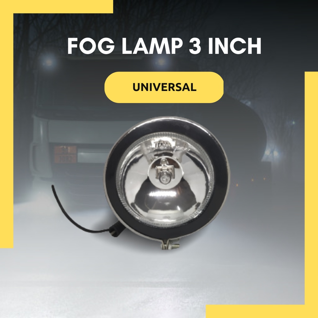 FOG LAMP LAMPU KABUT BULAT PUTIH KUNING 3 INCH UNIVERSAL 12V 24V