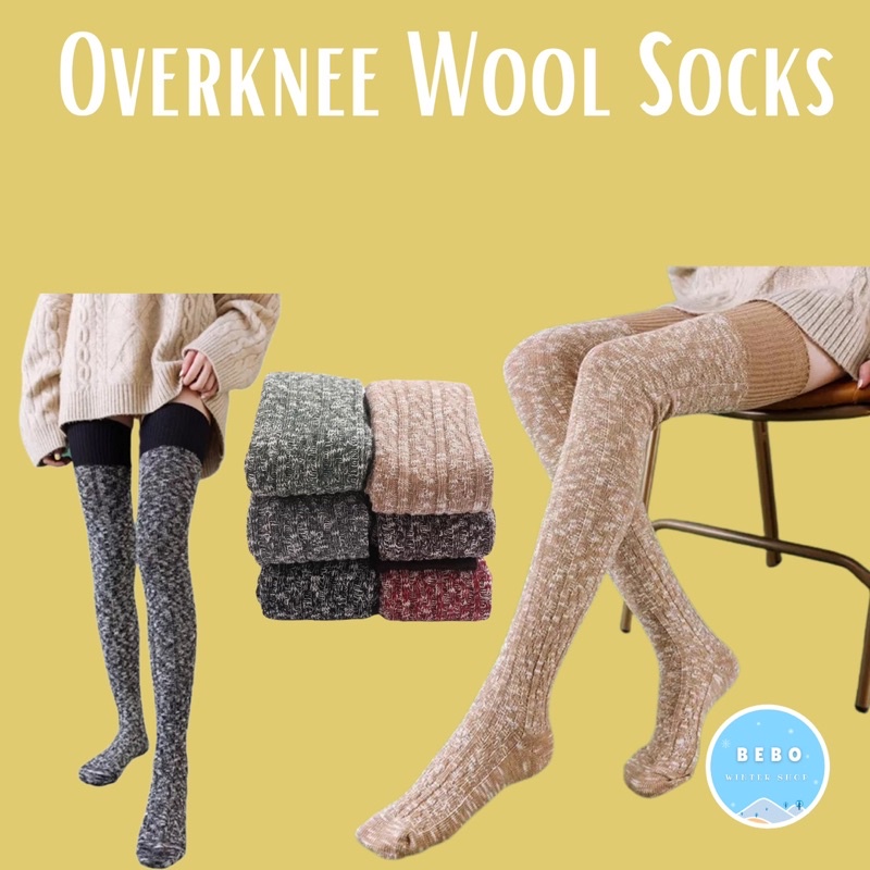 Wool Overknee Boots Socks Kaos Kaki Panjang Selutut