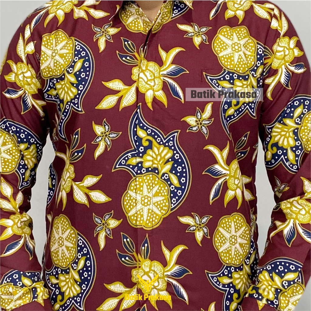 Kemeja Batik Pria Prakasa Motif Akandra Slimfit Lengan Panjang Batik Solo