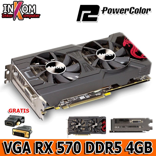 VGA CARD 570 AMD RADEON POWER COLOR DDR5 4GB 256 BIT GAMING