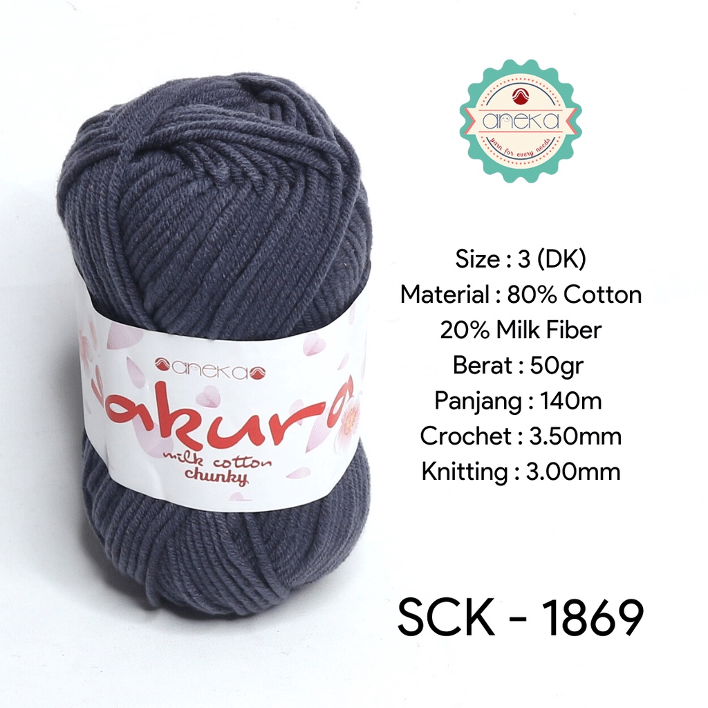 Benang Rajut Katun Susu Sakura Milk Cotton Chunky - 1869