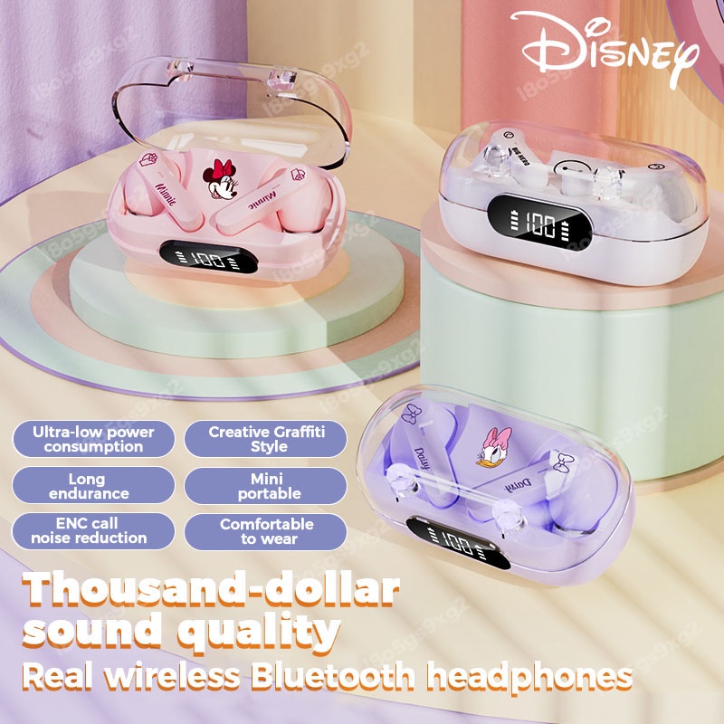 【Ready Stok】Headset Bluetooth 100% Disney Wireless Earphone TWS 5.3 Noise Reduc Mini Earbuds in-Ear Mikrofon Bawaan