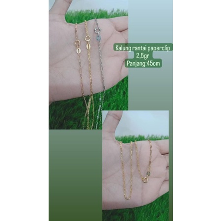 kalung rantai paperclip/perak asli silver 925 lapis emas/perhiasan fashion terbaru
