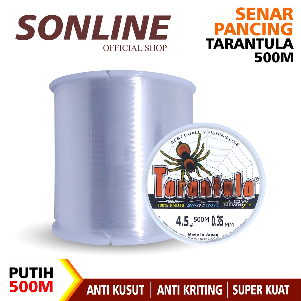 SONLINE Tali Pancing  500m Senar Pancing Tarantula Fishing Line Senar Kuat &amp; Tahan Bahan Nilon Impor