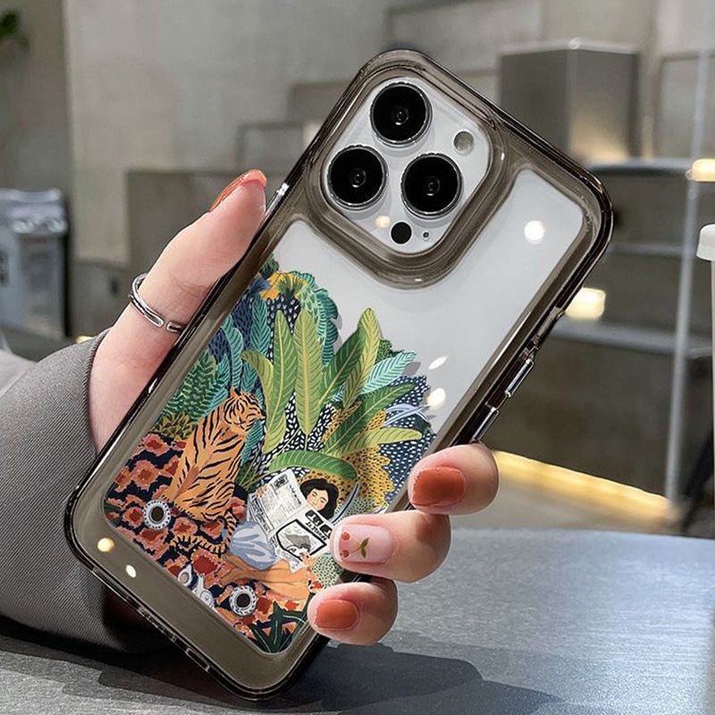 IPHONE Casing Tiger Cat Soft Shockproof Phone Case Kompatibel Untuk Iphone14 13 12 11 Pro XS Max X XR 78 6 6S Plus Casing Transparan TPU Cover