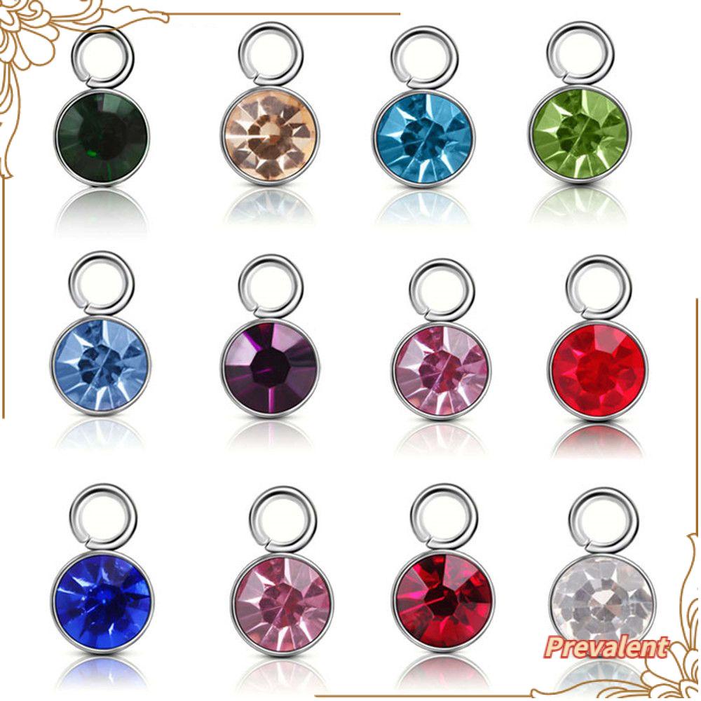 Preva 10pcs/Pack Birthstone Shiny DIY Necklace Making Komponen Manik-Manik Berlian Imitasi