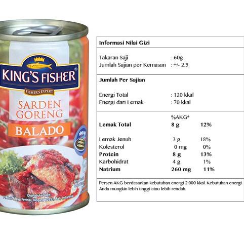 

READY ✅Paket 3 pcs King's Fisher Sarden goreng mini rasa saus balado Makanan Kaleng 155g kings fisher|KD4