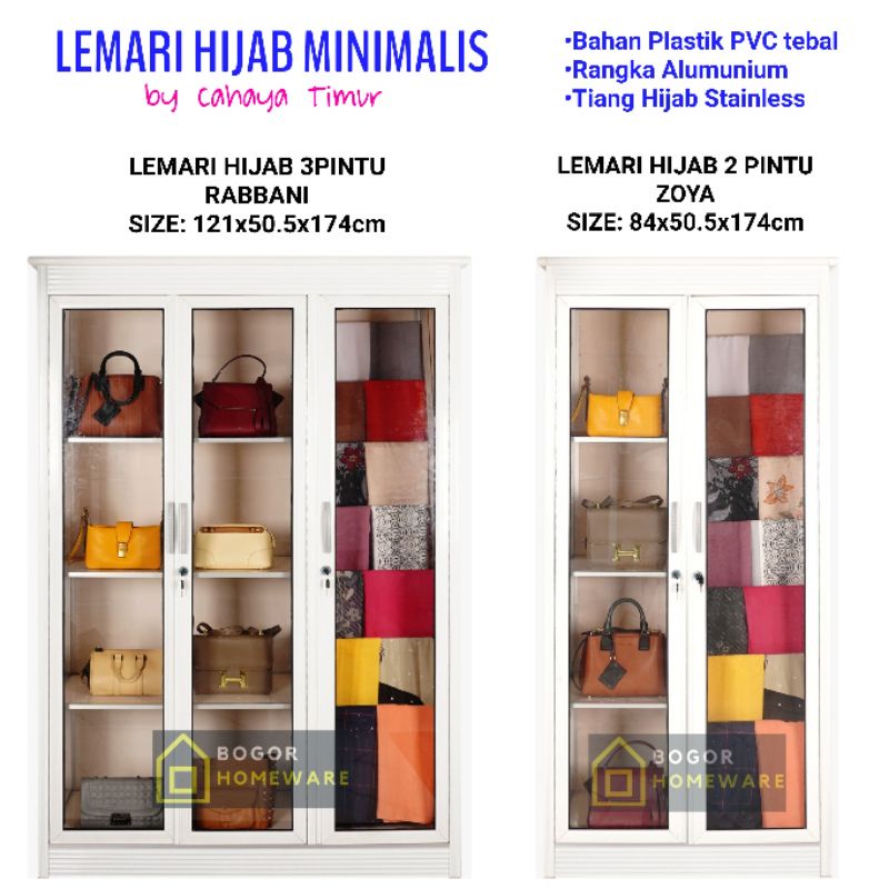 (KHUSUS BOGOR) LEMARI HIJAB MINIMALIS LEMARI TAS PLASTIK PVC RANGKA ALUMUNIUM