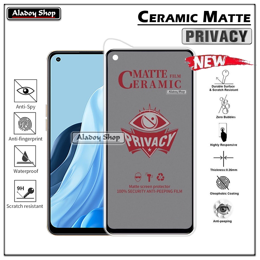 Tempered Glass Anti SPY Oppo Reno 7 4G/7SE/7Z Anti Gores Privacy + Tempered Glass kamera dan Skin Carbon