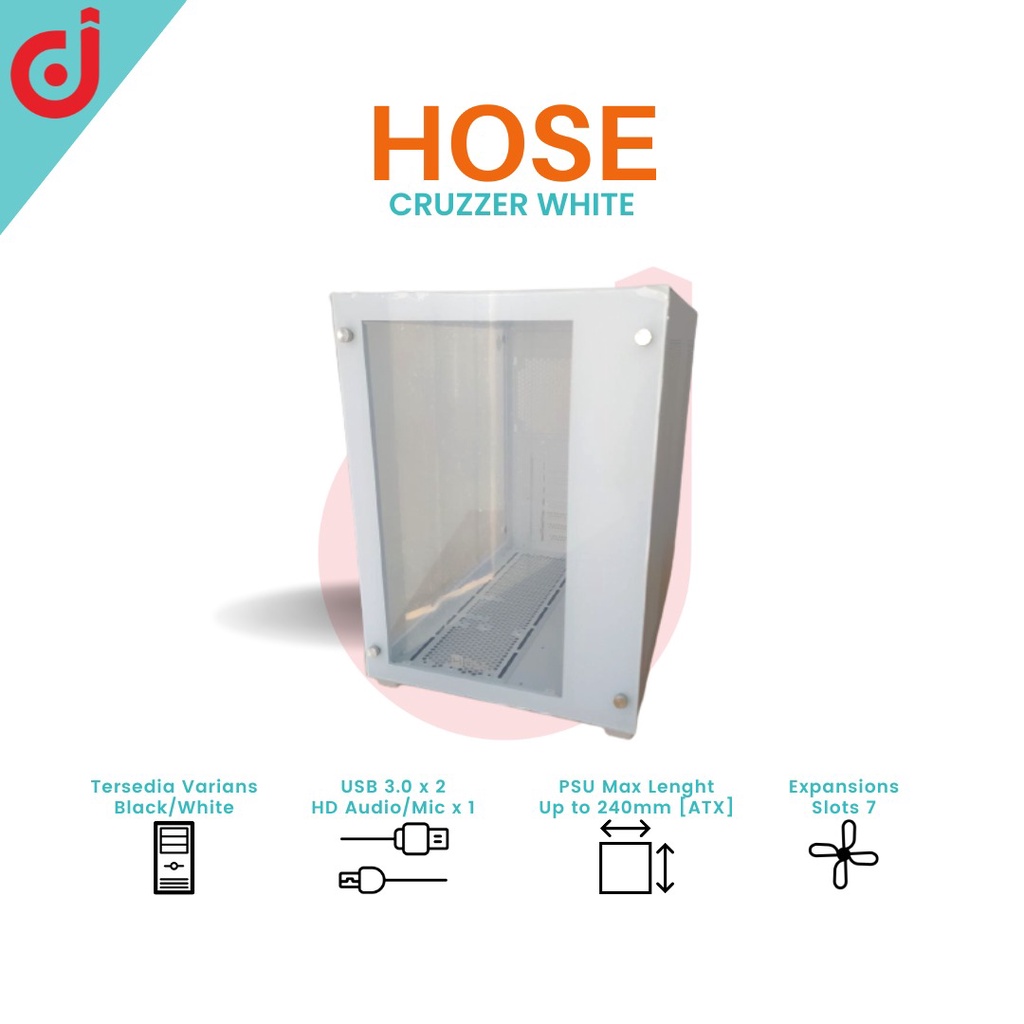 Jual Casing Hose CRUZZER White Black Dual Tempered Glass MidTower ATX ...