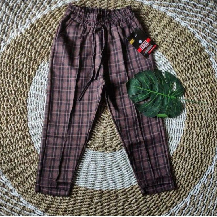 "SUM.18De22ᴹ" Celana Baggy Pants Motif Kotak Anak Perempuan Usia 6_15 Tahun / Baggy Pants Anak / Cel