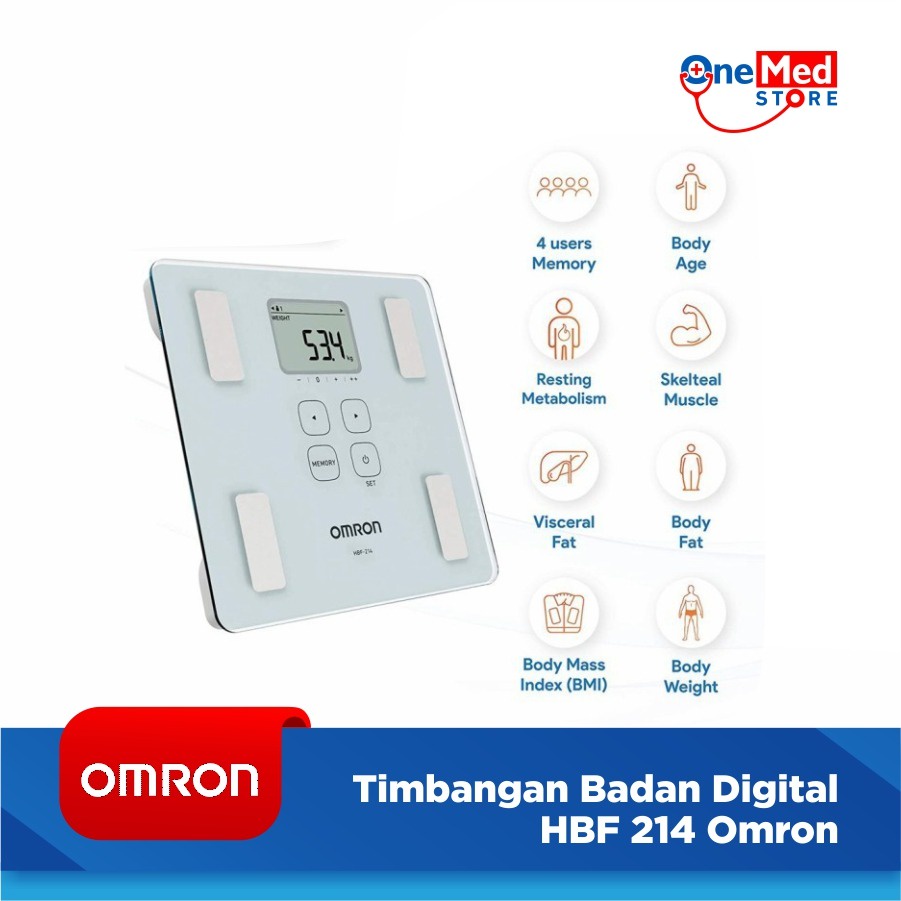 Timbangan Badan Digital BMI Visceral Fat Body Age Bone HBF 214 Omron OBB