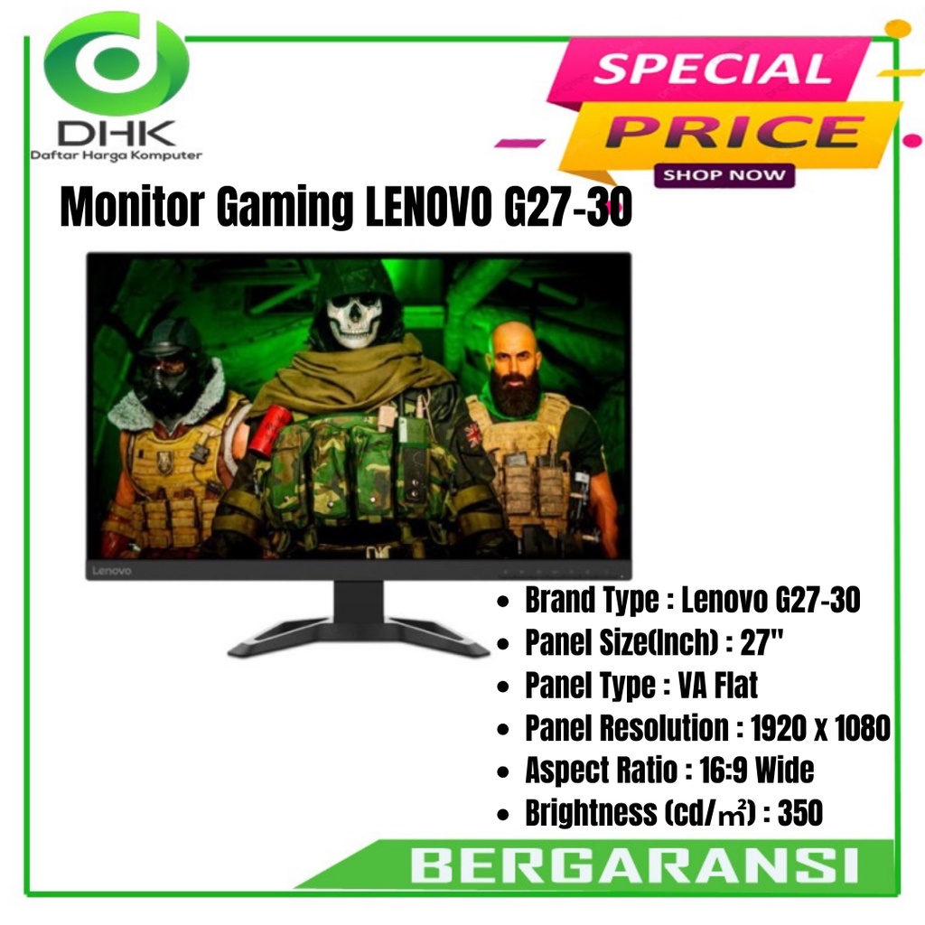 LED Monitor Gaming LENOVO G27-30 27&quot; 165Hz FHD HDMI DP (66E7GAC2WW)