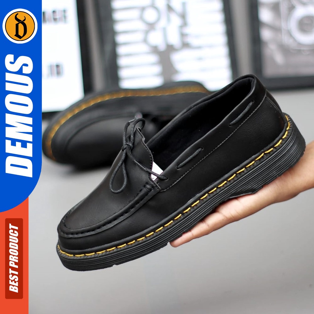 DEMOUS Spring - Sepatu Formal Docmart Low Boots Pantofel Kerja Hitam Pria