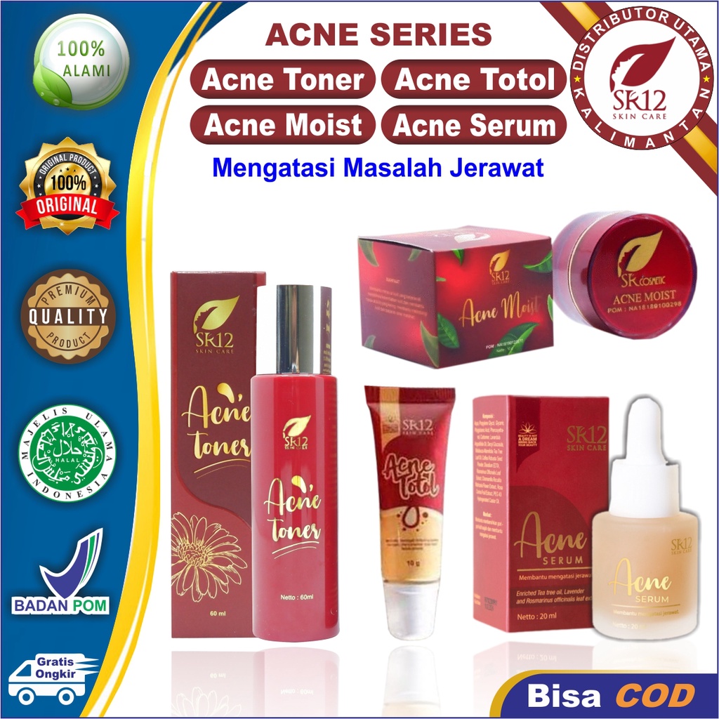 Skincare Wajah Berjerawat BPOM | Acne Series SR12 Skincare | Acne Moist | Acne Totol | Acne Serum | Acne Toner | Solusi Ampuh Atasi Jerawat | Menghilangkan Jerawat dan Bekas Jerawat | Krim Jerawat | Jerawat Bruntusan | Jerawat Batu | Jerawat Membandel