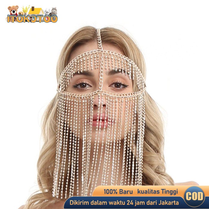 Belly Dance Headpiece Cleopatra Cadar Rantai Aksesoris Face Chain Mask