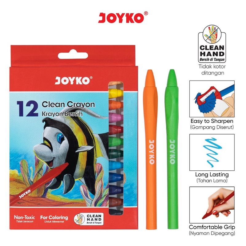 

Crayon Krayon Bersih Clean Crayon Joyko CLCR-12 12 Warna