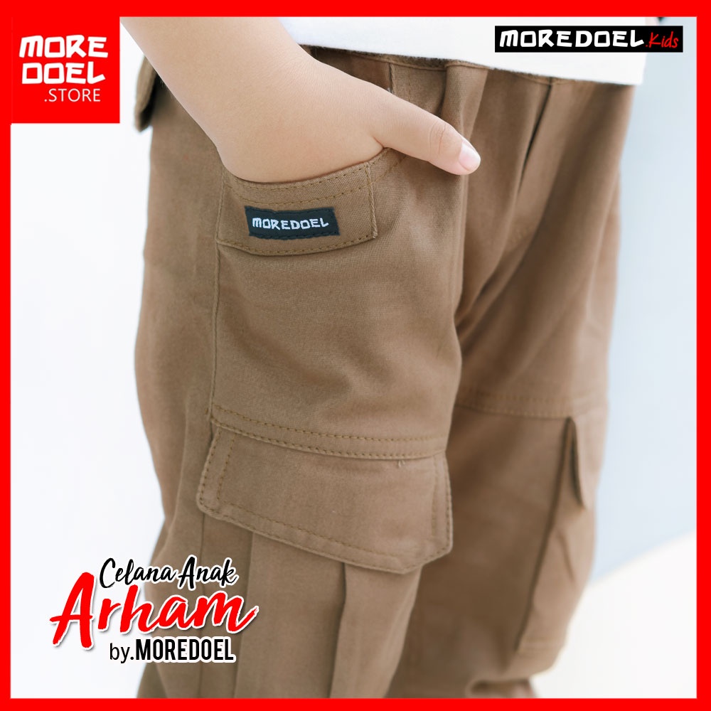 Celana Jogger Anak Chino Cargo Anak Arham Warna Mocca By Moredoel