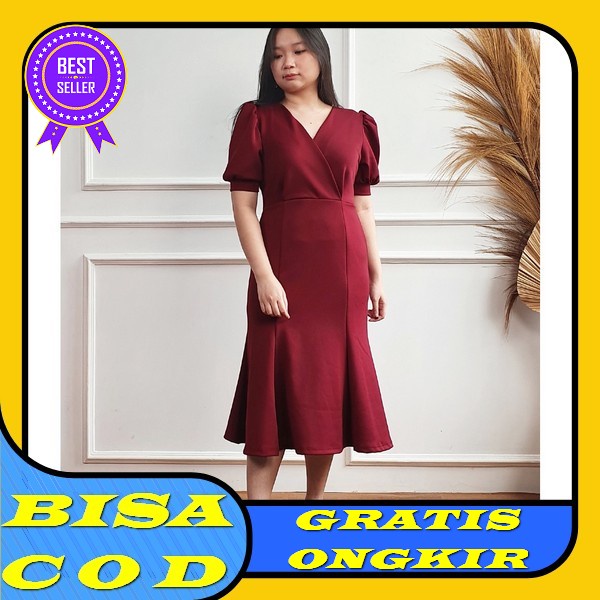 Baju Dress Pesta Natal Wanita Remaja Korea Import Murah Kekinian Terbaru 2020 Party Dres Ashley Bhan
