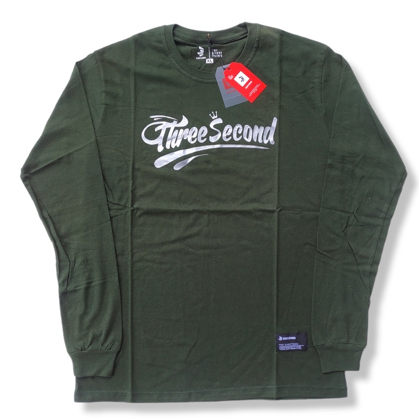 BAJU KAOS TSHIRT LONGSLEEVE LS DISTRO PRIA 3SECOND THREESECOND  THREE SECOND 3SCOND LENGAN TANGAN PA