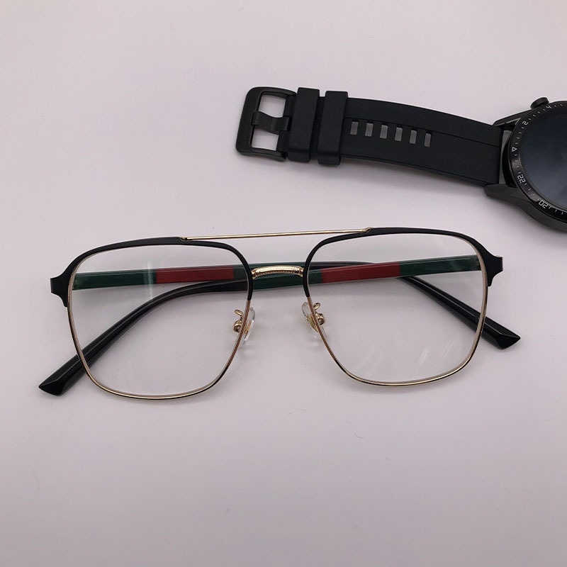 (YUZHU) Vintage Fashion Metal Frame Eyeglasses Aviator Eyeglasses Untuk Pria Oversized Square Kacamata Anti Radiasi Untuk Laki-Laki