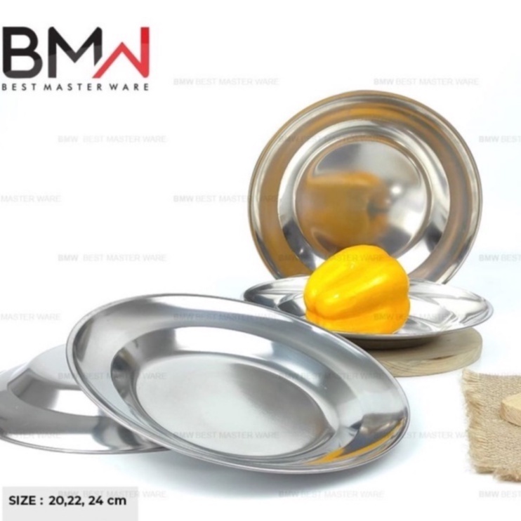 Piring Makan Stainless Diameter 20cm / 22cm  / 24cm BMW