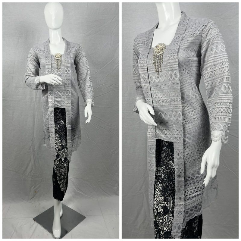 Realpict setelan kebaya Tunik brokat//kutubaru brokat Tunik//kebaya besanan//kebaya pesta modern