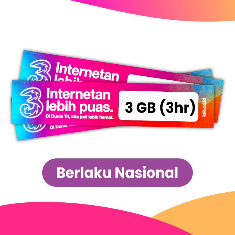kuota tri 3 gb 3 hari ( voucher fisik )