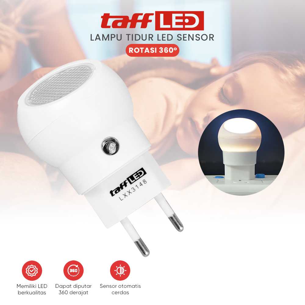 Lampu Tidur LED Sensor Cahaya Otomatis Malam Rotasi 360 Derajat 5W TaffLED OMLL2UWH