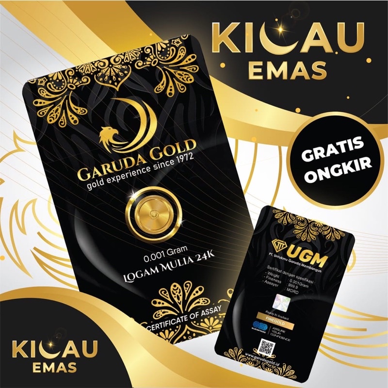 Garuda Gold 0,001 gram / Emas Batangan Bersertifikat 0,001 gram / Logam Mulia
