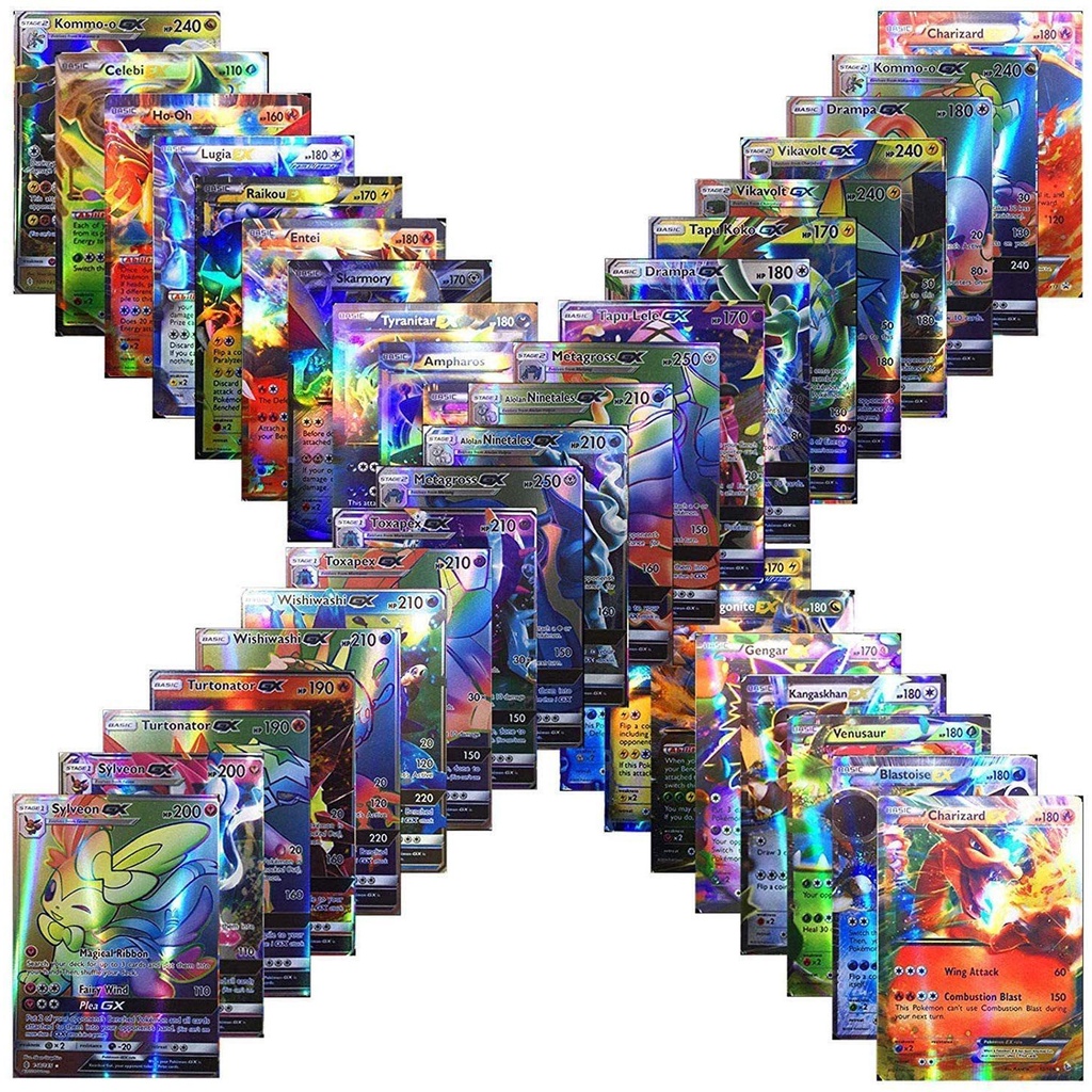 COD 100PCS Kartu Pokemon TCG Vmax Hologram English Version Trading Card