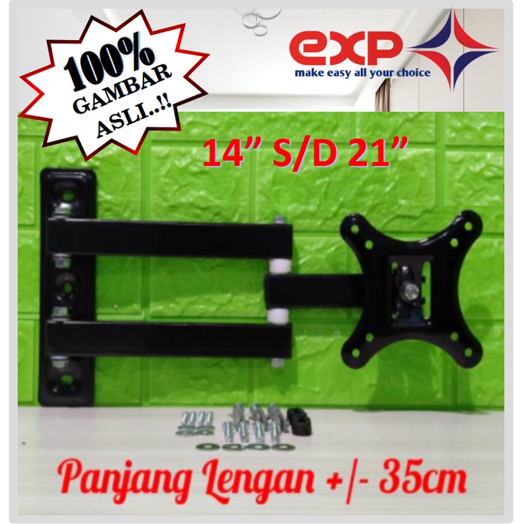 Bracket TV LED Swivel 14&quot; s/d 47&quot; model lengan 6 arah pergerakan [GRATIS OBENG set 16 in 1]